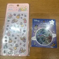 新品ディズニープリンセスぷくぷくシール、ディズニーフレークステッカーセット