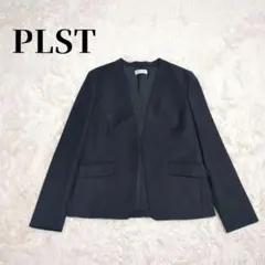 未使用級✨PLST ノーカラージャケット ネイビー M 上質 ウール混 きれいめのサムネイル