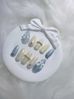 現品　ネイルチップ　ツイード　ワンホン　量産型　フレンチガーリー