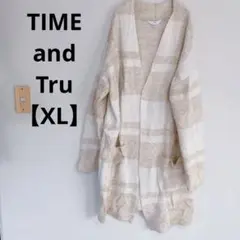 TIME and Tru ベージュチェック カーディガン XL