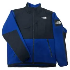 【人気L】ノースフェイス デナリジャケット ブルー×ブラック フリース 刺繍ロゴ