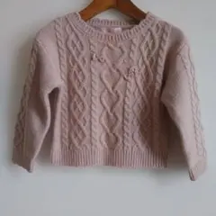 メゾピアノピンク ケーブルニット セーター