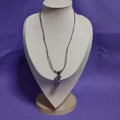 フラワーモチーフ ネックレス 青系