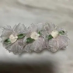 バレッタ　髪留め レース　ピンク　フラワー　薔薇