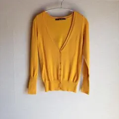 ZARA ザラ Vネック カーディガン マスタード S コットンブレンド