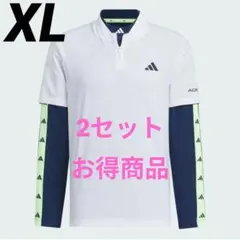 2点セット❗アディダス ゴルフ 半袖 長袖 ポロシャツ ホワイトネイビー XL
