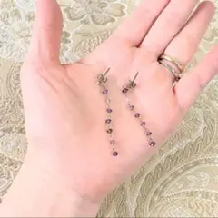 アメジスト ロングピアス チタンポスト イヤリング変更可能