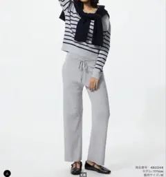 UNIQLO ウォッシャブルニットリブパンツ　グレー ワイドパンツ L