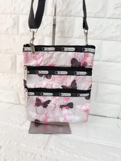 超美品LESPORTSACレスポートサック ショルダー/サコッシュ 花柄×ピンク