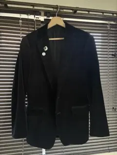 【Calvin Klein】ベロア テーラードジャケット ブラック Mサイズ