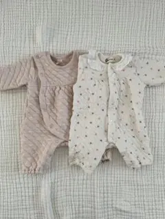 キルティングロンパース　2着セット　Cottoli バースデイ　60サイズ