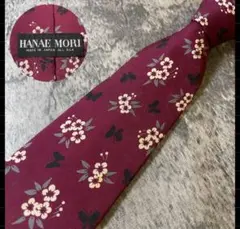 MSE1079 HANAE MORI ワインレッド シルク ネクタイのサムネイル