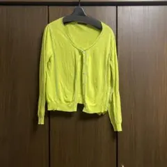 カシェット蛍光グリーン 長袖カーディガン