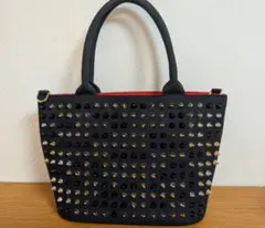 DIAVEL スタッズ付きブラックトートバッグ