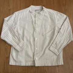 無印良品　ストライプ ノーカラーシャツ 130