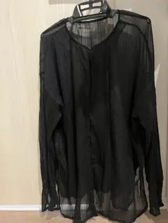 RETRO GIRLシースルーブラック長袖シャツ