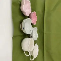4 小鉢 6点セット 花型 水玉模様 陶器