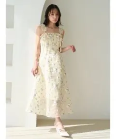 snidel スナイデル ブレードリボンジャガードワンピース イエロー 0 