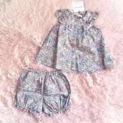 新品タグ付き✨べべ ワンピース＆ブルマのセットアップ リバティ80 ピンク