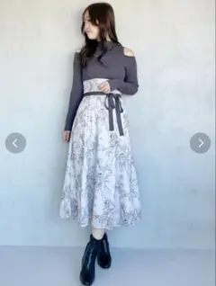 MERCURYDUO ニットドッキングトワルトジュイワンピース