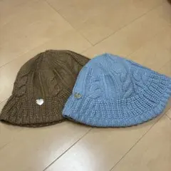 シスタージェニィ　ニットビーニー　水色とブラウンのセットのサムネイル