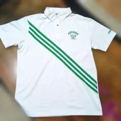 adidas　アディダス　ゴルフ　ポロシャツ　O　白✕緑　美品