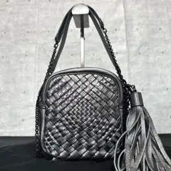 未使用級 FALORNI イントレチャート シルバー チェーン ショルダーバッグ