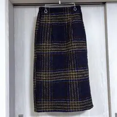 Melan Cleuge チェック柄 タイトスカート 厚地 ロングスカート M