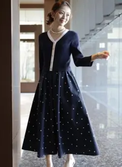 新品未使用　JUSGLITTY ドットスカートドッキングワンピース