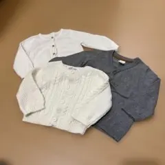 ホワイト ケーブルニット カーディガン 80