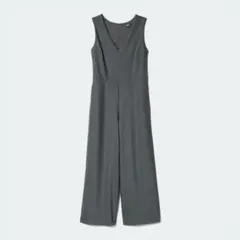 UNIQLO ジャンプスーツ　Vネック サロペット オールインワン グレーのサムネイル
