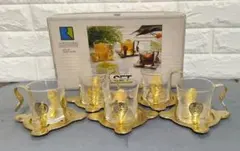 Y【未使用】② 昭和レトロ　カップ＆ソーサー　ガラス製　アイスコーヒーなどに！