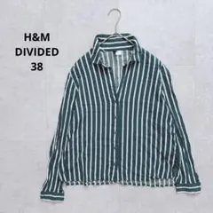 エイチアンドエム　H&M DIVIDED ストライプシャツ　ブラウス　開襟　38のサムネイル