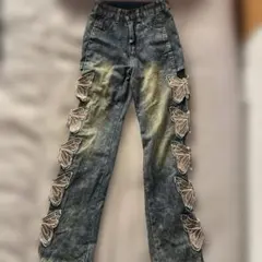 Dleepy Town 蝶刺繍 デニムパンツ M y2k 00s