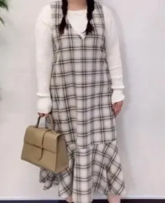 uplume チェック柄ノースリーブワンピース