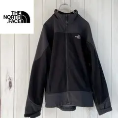 ノースフェイス　フリースジャケット　フルジップアップ　ブラック　メンズM　刺繍