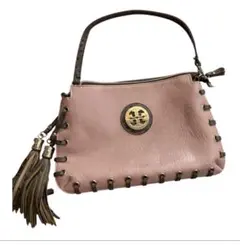 トリーバーチ レザー ショルダーバッグ タッセル付き ロゴ金具 本革 レディース