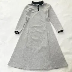 La-gemme ラジエム バイカラーポロワンピース ロング Aライン グレー