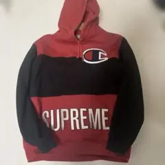 Supreme×Champion コラボパーカー M レッド/ブラック 裏起毛