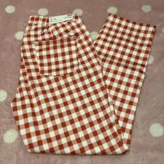 赤と白のチェック柄スキニーパンツ Mサイズ