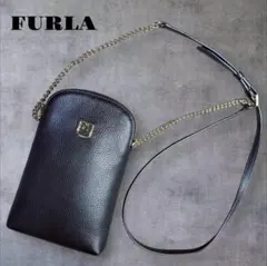 FURLA フルラ スマホショルダー チェーン ポシェット ブラック