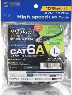 サンワサプライ LANケーブル CAT6A 1m 1本KB-T6AY-01BK