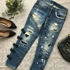 最終価格】COOLATIQUES.クーラティクス.デニム.ビジュー.ダメージ.のサムネイル
