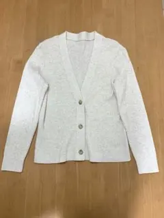 【ユニクロ】ウォッシャブル ニットリブ カーディガン M ナチュラル