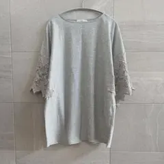 BEARDSLEY レース袖 カットソー Tシャツ グレー 半袖 トップスのサムネイル