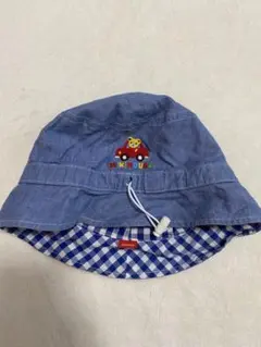 miki HOUSE ブルーチェック帽子