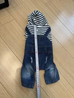犬用ストライプデニムオーバーオール Mサイズ