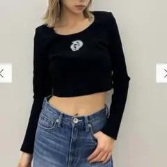 GYDA GDロゴラインストーンテレコトップス