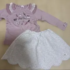 メゾピアノ　110cm コーデセット　ツイードスカート　刺繍ニット