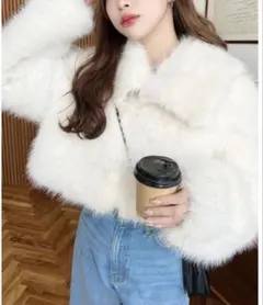 ショート丈ビックカラーフェイクファーブルゾン